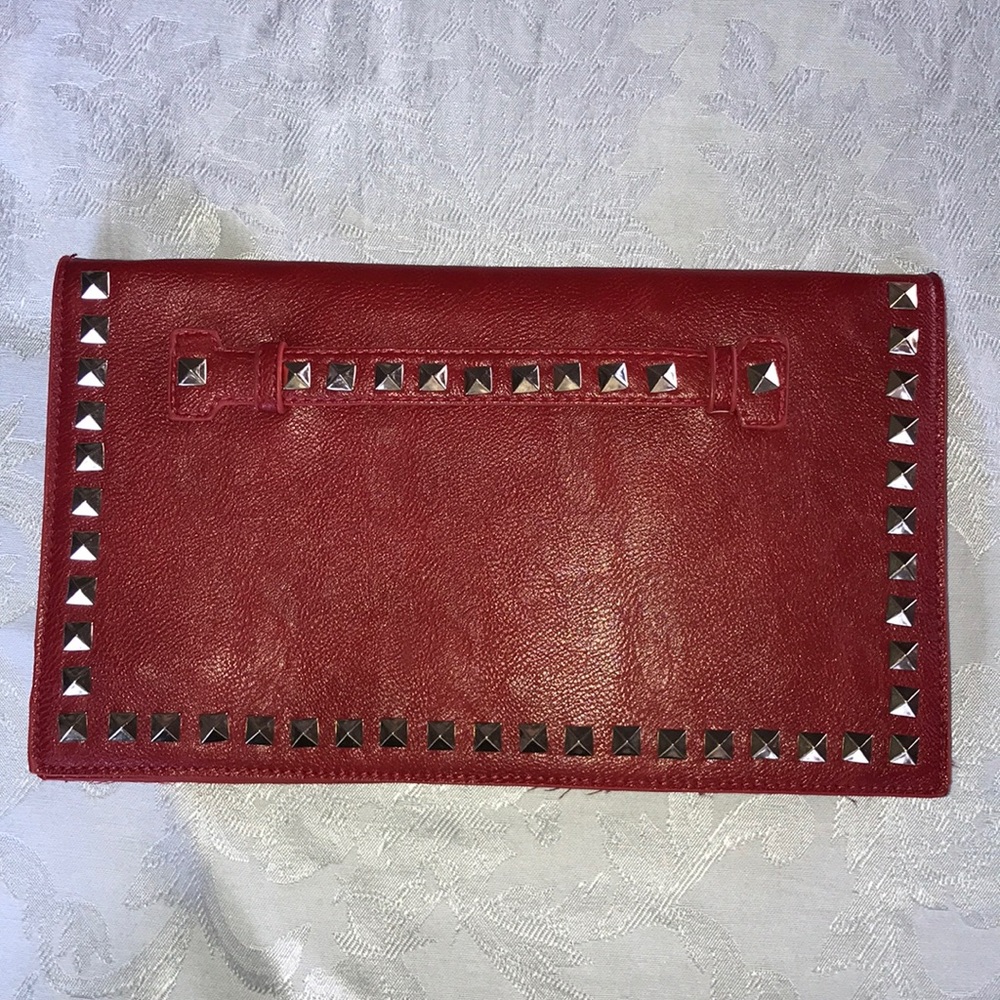 Red studded clutch/wristlet